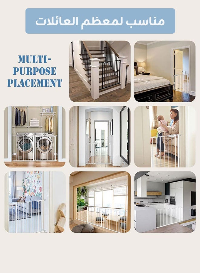 Aurlar No-Drill Baby Safety Gates – Extra Wide Auto-Close, 76–161cm with 10/30/45cm Extensions, Pressure-Mount, Dual-Lock, Durable Steel for Stairs, Doorways, Kitchens & Pets - Image 3